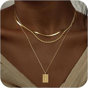 Layered Cross Pendant Necklace for Women, Non-Tarnish Gold or Silver Paperclip Link Chain - 1 of 4
