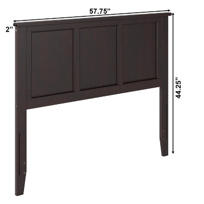 Madison Full Espresso Wood Panel Headboard with USB Charger