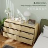 Yukimo 53.9" Natural Wood 6-Drawer Dresser, Fluted Chest of Drawers with Gold Finger Pulls and Wood Legs for Bedroom - 4 of 4
