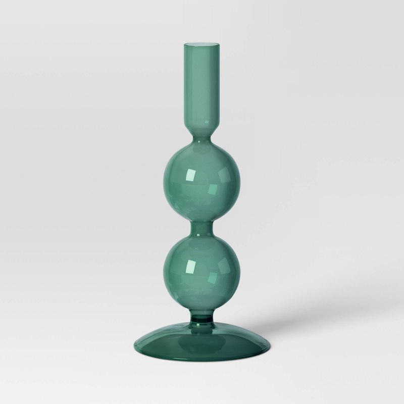 Round Modern Glass Taper Holder Green - Threshold&#8482;, 1 of 5