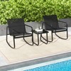 Tangkula 3 Piece Rocking Bistro Set Patio Furniture Set w/ 2 Rocking Chairs & Glass-Top Coffee Table - 4 of 4