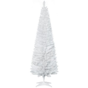 NAYSAYE 6ft Artificial Pencil Christmas Tree with Realistic Branch Tips and Stable Base for Holiday Decoration, White, 21.8"*21.8"*70.8" - 1 of 4