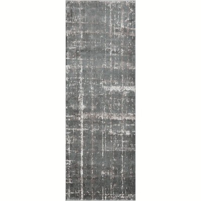 Gray Synthetic Stain-Resistant Easy Care Runner Rug