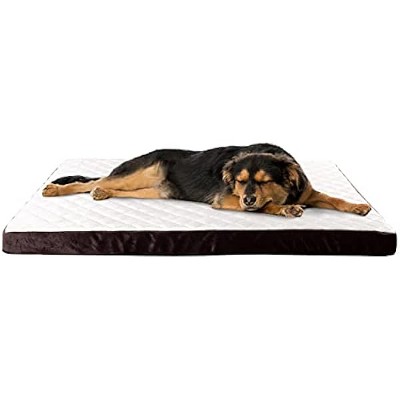 PETMAKER Dog Bed - Egg Crate Style Bamboo Charcoal Infused Foam Pet Bed with Plush Cover - 44x35-Inch Pet Bed for Large Dogs up to 100lbs (Brown)