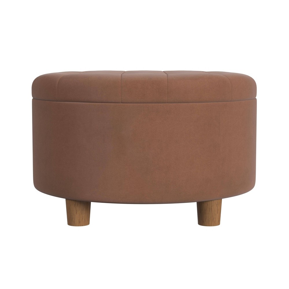 Tufted Round Storage Ottoman Spice Velvet - HomePop