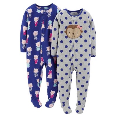 Carter&#39;s Just One You&#174; Baby Girls&#39; 2pc Fleece Footed Monkey/Pig Sleeper - Purple 9M