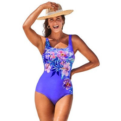 Swimsuits For All Women's Plus Size Tank One Piece Swimsuit, 26