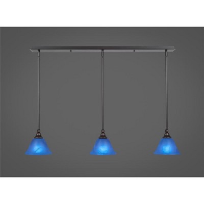Toltec Lighting Any 3 - Light Chandelier in  Dark Granite with 7" Blue Italian Shade