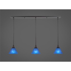 Toltec Lighting Any 3 - Light Chandelier in  Dark Granite with 7" Blue Italian Shade - 1 of 1