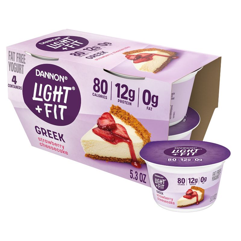 Light + Fit Nonfat Gluten-Free Strawberry Cheesecake Greek Yogurt - 4ct/5.3oz Cups, 1 of 9
