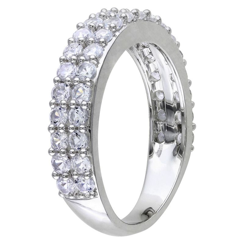 1.52 CT. T.W. Simulated Sapphire Shared Prong Setting Ring in Sterling Silver - White, 4 of 9