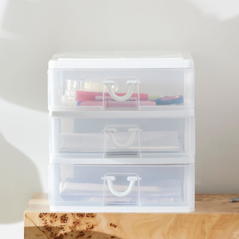 Gracious Living Clear Mini 3 Drawer Desk and Office Organizer for Storing Cosmetics, Arts, Crafts, and Stationery Items, 4 of 7