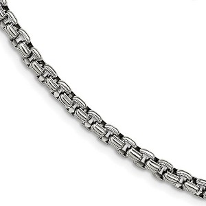Black Bow Jewelry Men's 5.5mm Stainless Steel Fancy Round Box Chain Necklace, 24 Inch - 1 of 4