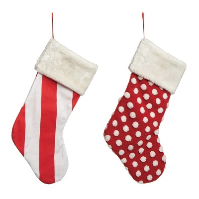 Transpac Polyester 20 In. Multicolored Christmas Stocking Set Of 2 : Target