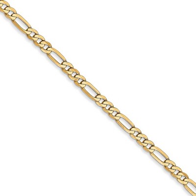 Black Bow Jewelry 2.75mm 14k Yellow Gold Solid Flat Figaro Chain Necklace