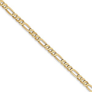 Black Bow Jewelry 2.75mm 14k Yellow Gold Solid Flat Figaro Chain Necklace - 1 of 4