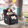 Infans Kids Recliner Chair Ergonomic Leather Sofa Armchair w/Footrest Side Pocket Red - 3 of 4
