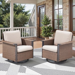 Belord Outdoor Swivel Rocker Patio Chairs, All Weather Patio Swivel Rocking Glider Chairs Set of 2, 2 Piece Patio Furniture Sets for Porch - 1 of 4