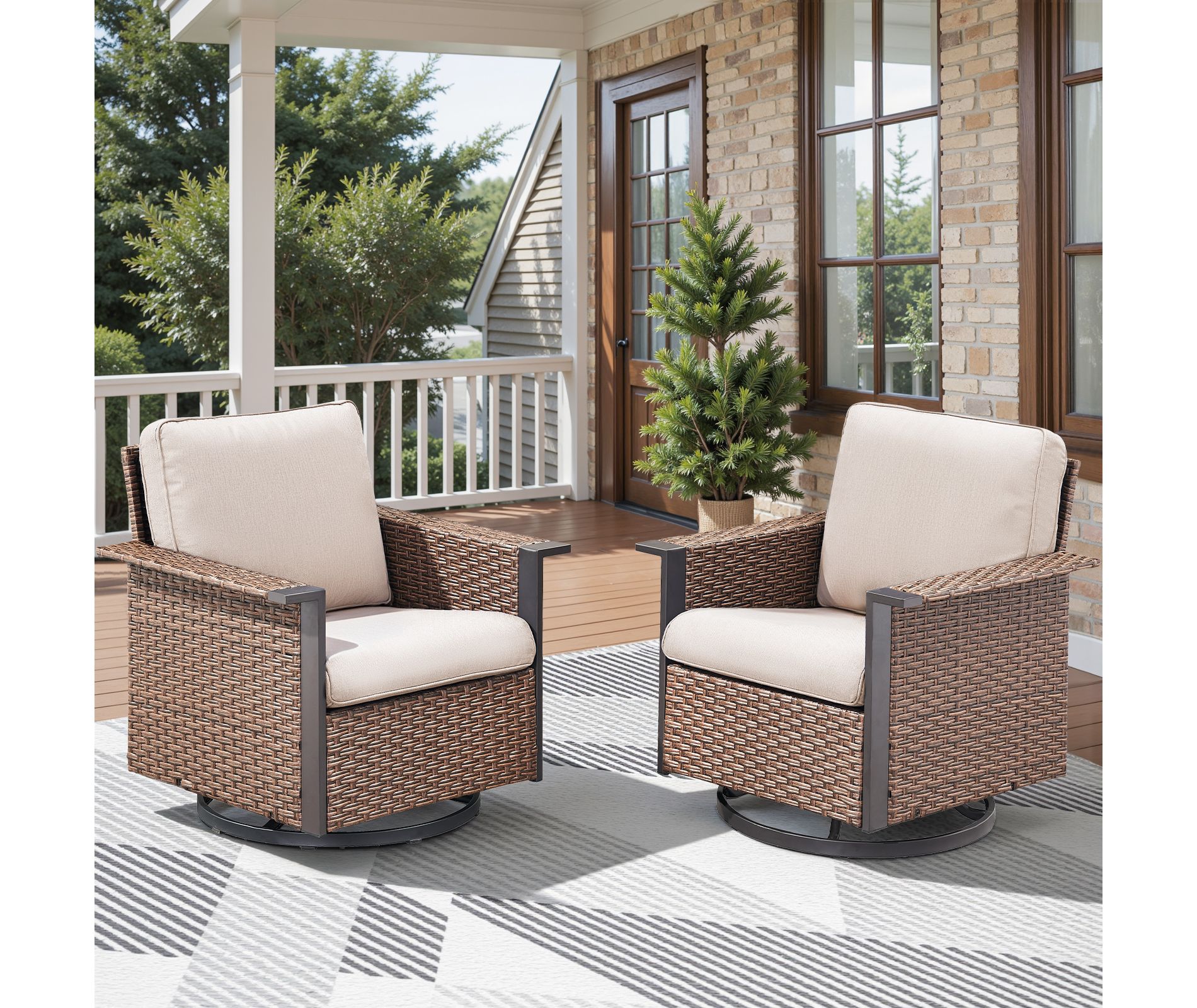 Belord Outdoor Swivel Rocker Patio Chairs, All Weather Patio Swivel Rocking Glider Chairs Set of 2, 2 Piece Patio Furniture Sets for Porch