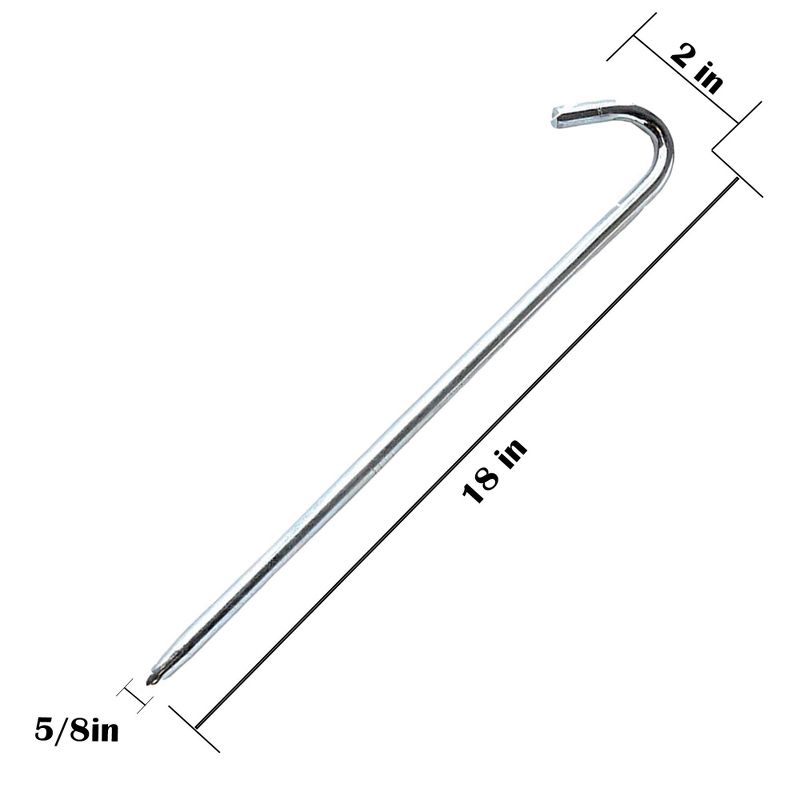 Moose Supply Steel Tent Hook Stakes Heavy Duty Ground Anchor Peg for Tents, Inflatables, Tarps and more, Silver 10 pack, 2 of 5