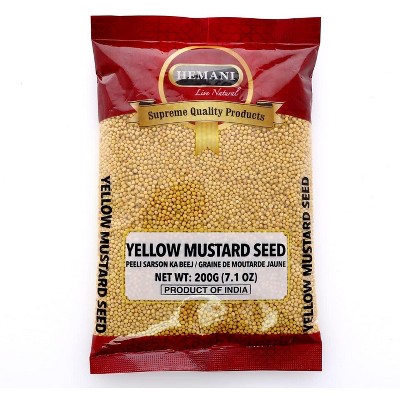 HEMANI Yellow Mustard Seeds - Whole Spice - 200g (7.1 OZ) - All Natural - Vegan - Gluten Friendly - NON GMO - Indian Origin