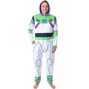 Disney Mens' Toy Story Buzz Lightyear Costume Pajama Union Suit White - 1 of 4