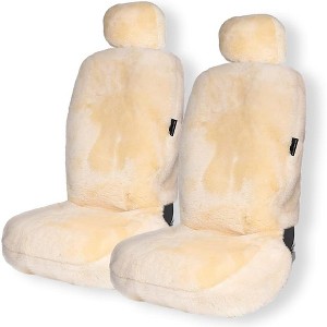 Zone Tech Genuine Sheepskin Car Seat Cover , Universal Front Full Seat (front and back) Cushions - 1 of 4