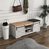 White White Entryway Shoe Bench with Sliding Door Cushion Adjustable Shelf Large Storage Space Shoe Rack Storage Organizer for Narrow Closet Entrywa - 3 of 4