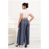 Coolmee Women Plus Size Wide Leg Pants Elastic Waist Loose Flowy Boho Trousers Casual Pants with Pockets - 3 of 4