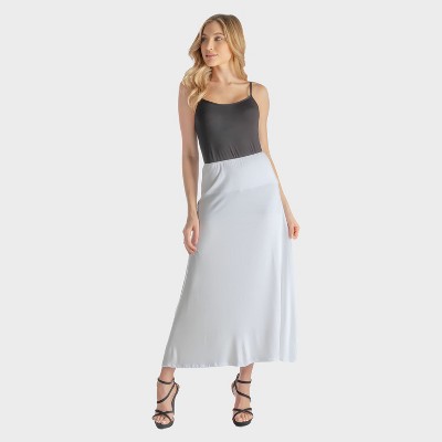 24seven Comfort Aapparel Womens Solid Color Elastic Waist Maxi Skirt