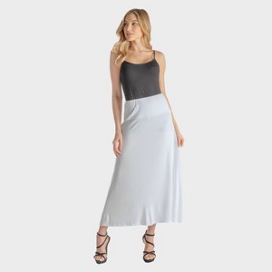 24seven Comfort Aapparel Womens Solid Color Elastic Waist Maxi Skirt - 1 of 4