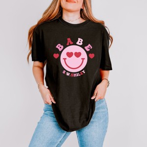 S.W.Smiley Babe Smile - Women's Garment Dyed Graphic T-Shirt - 1 of 4