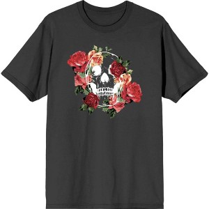 Natural World Skull & Roses Crew Neck Short Sleeve Adult T-shirt - 1 of 2