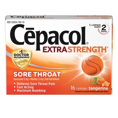 Cepacol Extra Strength Sore Throat Lozenge - Tangerine - 16ct