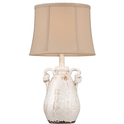 Sofia Rustic Farmhouse 22" Ivory Ceramic Table Lamp with Beige Shade