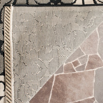 Reversible Black/Sand Synthetic Rectangular Easy-Care Rug, 4' x 5'7"