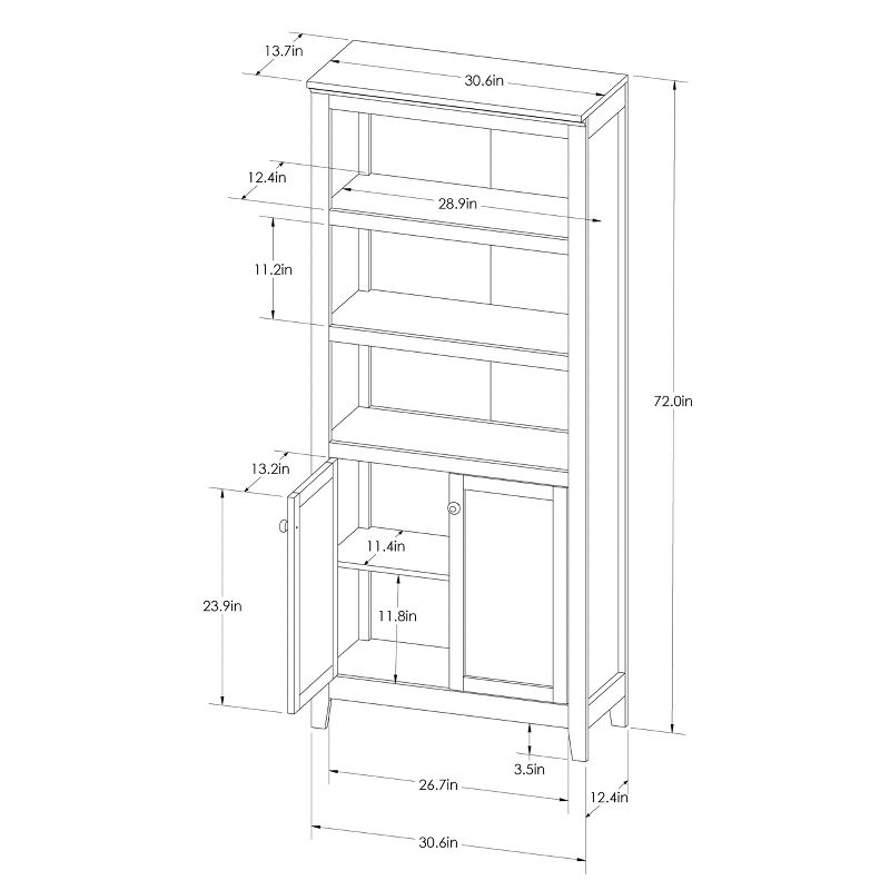 72" Carson 5 Shelf Bookcase with Doors - Threshold&#153;, 5 of 12