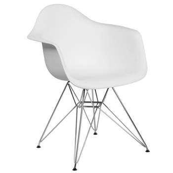 Emma and Oliver Plastic Accent Dining Chair with Arms and Chrome Base