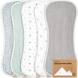 KeaBabies 5pk Organic Softe Muslin Burp Cloths for Baby Girls and Boys, Large Absorbent Burping Cloths for Babies, Baby Burp Clothes - 1 of 4