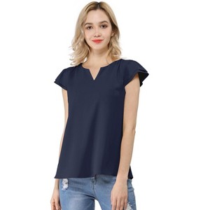 INSPIRE CHIC Women's Work Business Casual Plain Cap Sleeve Blouse - 1 of 4