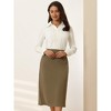 INSPIRE CHIC Women's High Waist Split Back Work Midi Pencil Skirt - 2 of 4