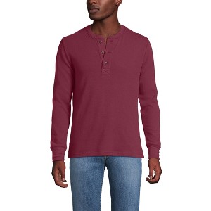 Lands' End Men's Long Sleeve Thermal Waffle Henley - 1 of 3