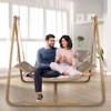 Gulches Hammocks: Wood-Colored Double Swing Chair with Stand for Indoor and Outdoor Relaxation - 3 of 4