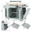 LOVSON Fluted Kitchen Island with Trash Can Storage Cabinet, Power Outlet, Internal Storage Rack, Rolling Kitchen Islands on 5 Wheels ,Grey Blue - 4 of 4
