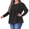 Agnes Orinda Women's Plus Size Loose Long Sleeve Dressy Pleated Round Neck Casual Blouses - 2 of 4