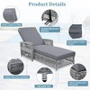 Whisen Outdoor Wicker Long Reclining Chaise with Armrests, Patio Adjustable Recliner with Soft Removable Cushions - 4 of 4