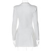 Women's Blazer Dress Deep V-Neck Single-Breasted Pleated Hem Long Sleeve Bodycon Mini Dress - 4 of 4