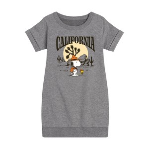 - Peanuts - Beagle Scout California Graphic Short Sleeve Fleece Dress - 1 of 3