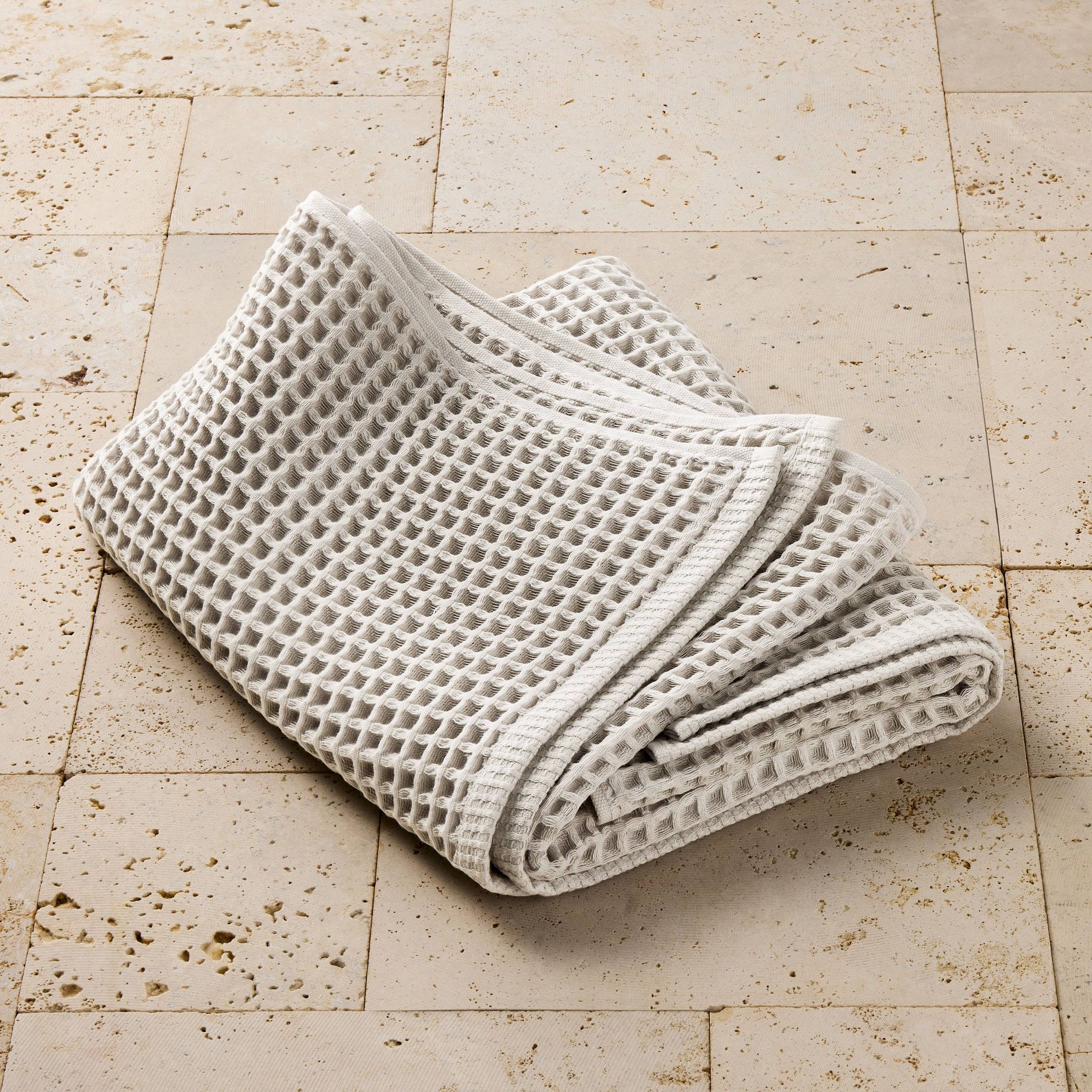 Waffle Bath Towel Gray - Casaluna™: 100% Cotton, Lightweight 300-450 GSM, Pre Washed, OEKO-TEX Certified