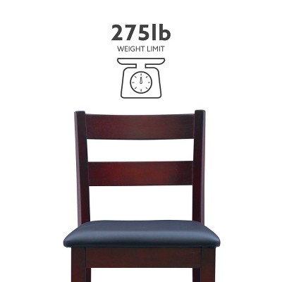 Triena Soho 24" Dark Cherry Wood and Brown Faux Leather Counter Stool